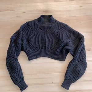 Black Aritzia Cropped Mock-Neck Sweatee